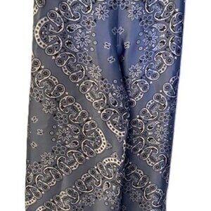 Maje Pidana Flowing Bandana Pants in Blue Paisley (Size 38)